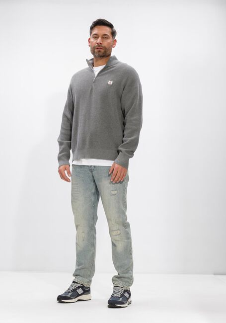 Grijze CALVIN KLEIN Trui LS EZ COTTON WAFFLE QUARTER ZIP - large