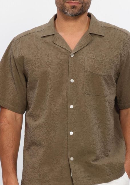 Khaki FOR&Eacute;T Casual overhemd PEER SEERSUCKER REGULAR SS SHIRT - large