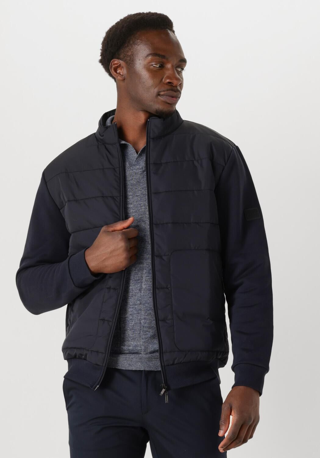 GENTILUOMO Heren Jassen Cardigan Zip Blauw