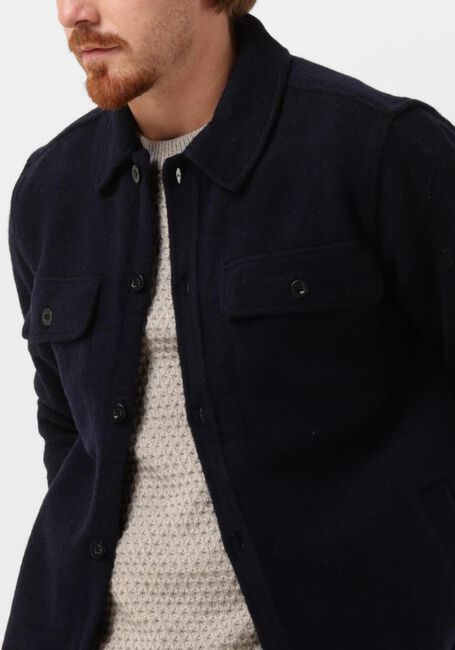Donkerblauwe ANERKJENDT Overshirt AKLION BOILED WOOL OVERSHIRT - large
