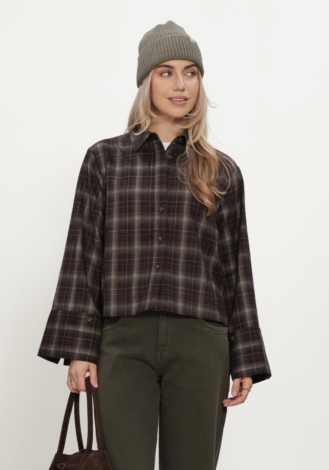 Bruine NEO NOIR Blouses JAYLIN FLANNEL CHECK SHIRT - large