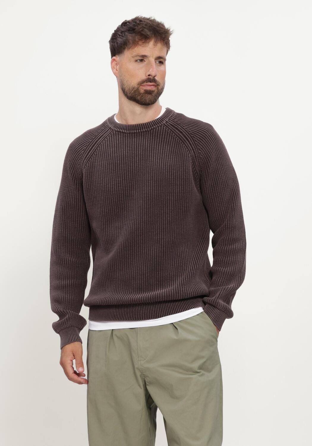 Bruine ANERKJENDT Trui AKSUNE WASHED PATENT KNIT - large