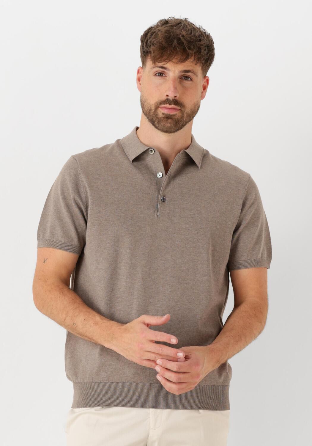 PROFUOMO Heren Polo's & T-shirts Polo Short Sleeve Beige