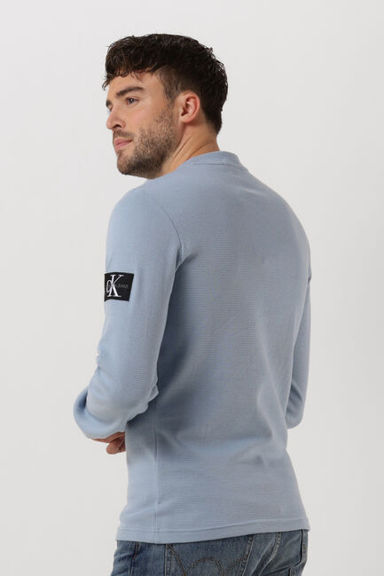 Blauwe CALVIN KLEIN Sweater MONOLOGO BADGE WAFFLE LS TEE - large