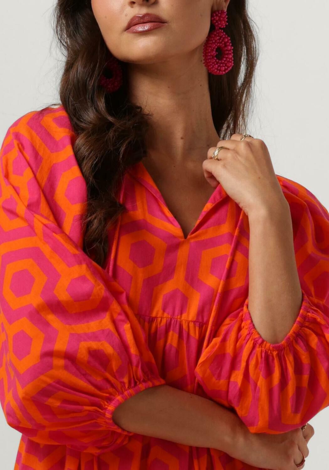 roze notre v maxi jurk nv dente midi dress