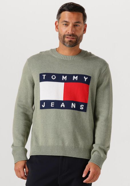 Groene TOMMY JEANS Trui TJM REG MELANGE FLAG SWEATER - large
