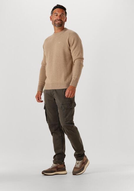 Camel BARBOUR Trui GRANGETOWN CREW NECK SWEATER - large