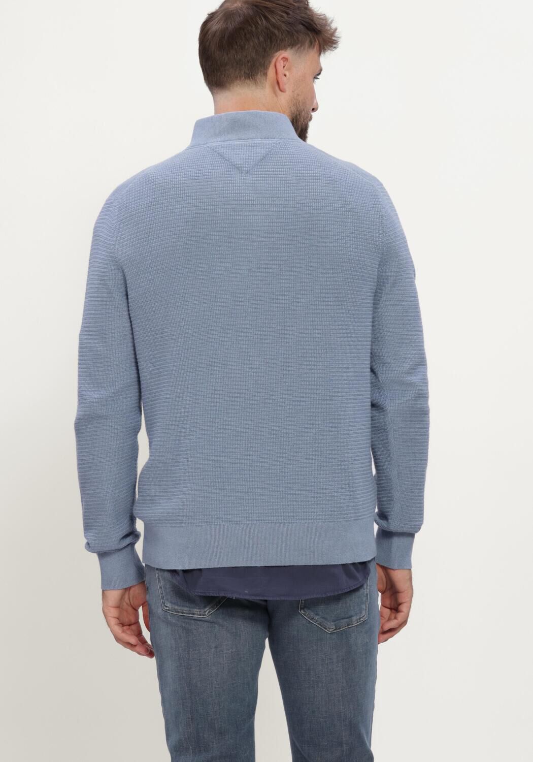 TOMMY HILFIGER Heren Truien & Vesten Pima Ctn Cash Structure Zip Mock Lichtblauw