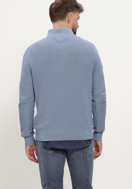 Lichtblauwe TOMMY HILFIGER Trui PIMA CTN CASH STRUCTURE ZIP MOCK - large