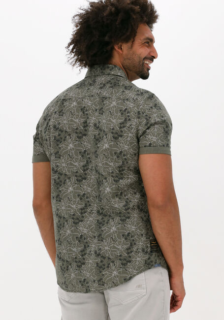Olijf PME LEGEND Casual overhemd SHORT SLEEVE SHIRT PRINT ON CTN SLUB - large