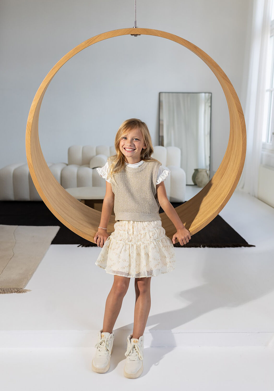 Gouden LIKE FLO Top METALLIC JERSEY RUFFLE TEE - large