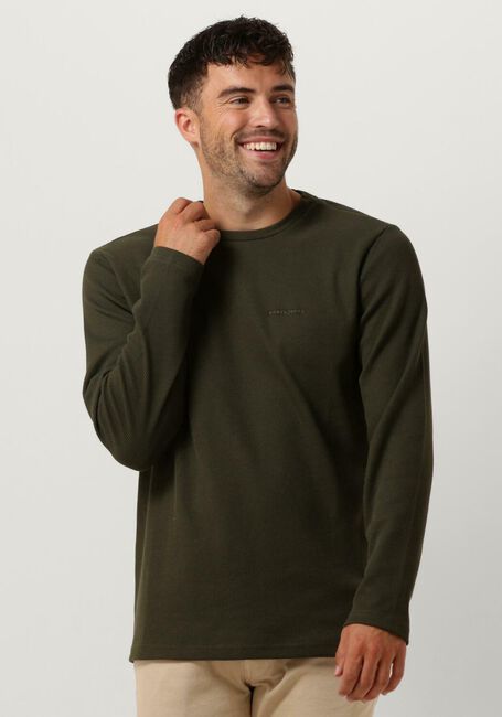 Donkergroene ANERKJENDT  AKSILO L/S WAFFLE EMB LS - large
