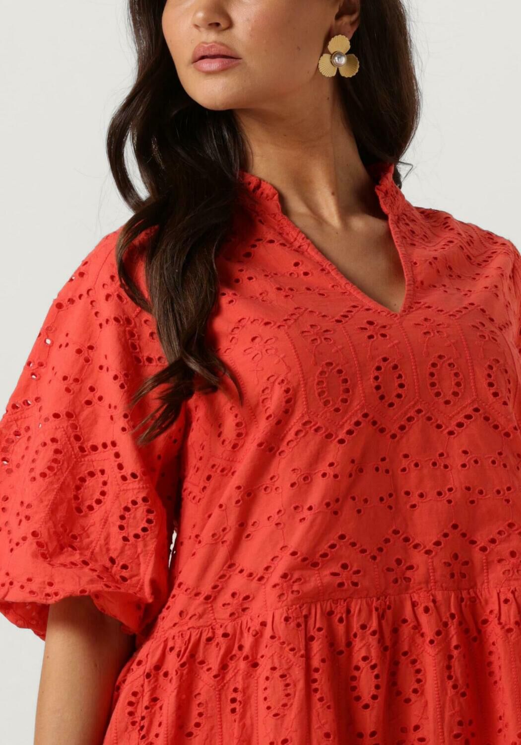NOTRE-V Dames Jurken Nv-donna Dress Broderie Anglaise Dress Koraal
