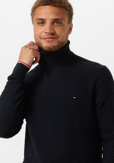 Donkerblauwe TOMMY HILFIGER Coltrui EXAGGERATED STRUCTURE ROLL NECK - large