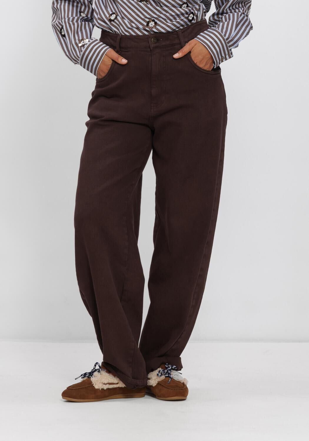Bruine NUKUS Wijde broek PETRA PANTS - large