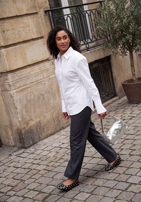 Grijze ALIX THE LABEL Broeken LADIES WOVEN BIG STRIPE PANTS - large