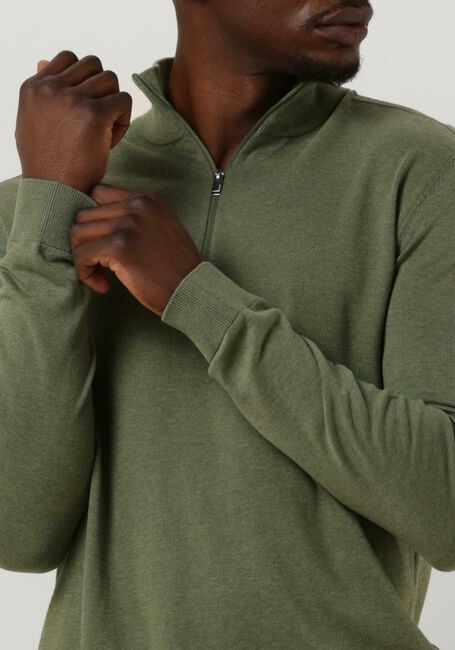 Groene SELECTED HOMME Trui SLHBERG HALF ZIP CARDIGAN NOOS - large