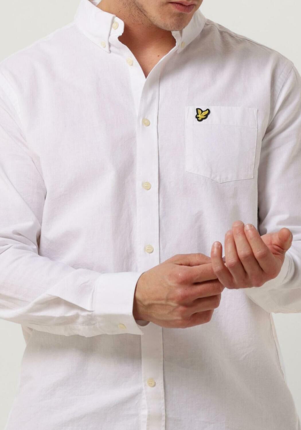 LYLE & SCOTT Heren Overhemden Cotton Linen Button Down Shirt Wit
