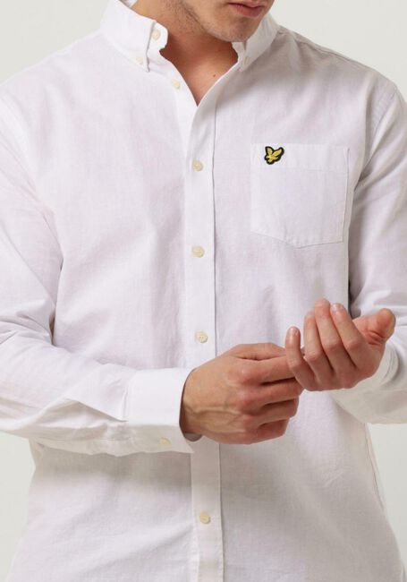 Witte LYLE & SCOTT Casual overhemd COTTON LINEN BUTTON DOWN SHIRT - large