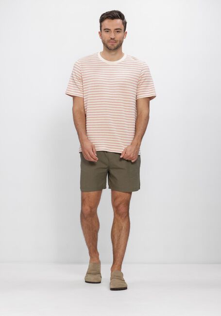 Beige SELECTED MEN Polo / T-shirt SLHKEVIN STRIPE SS O-NECK TEE - large