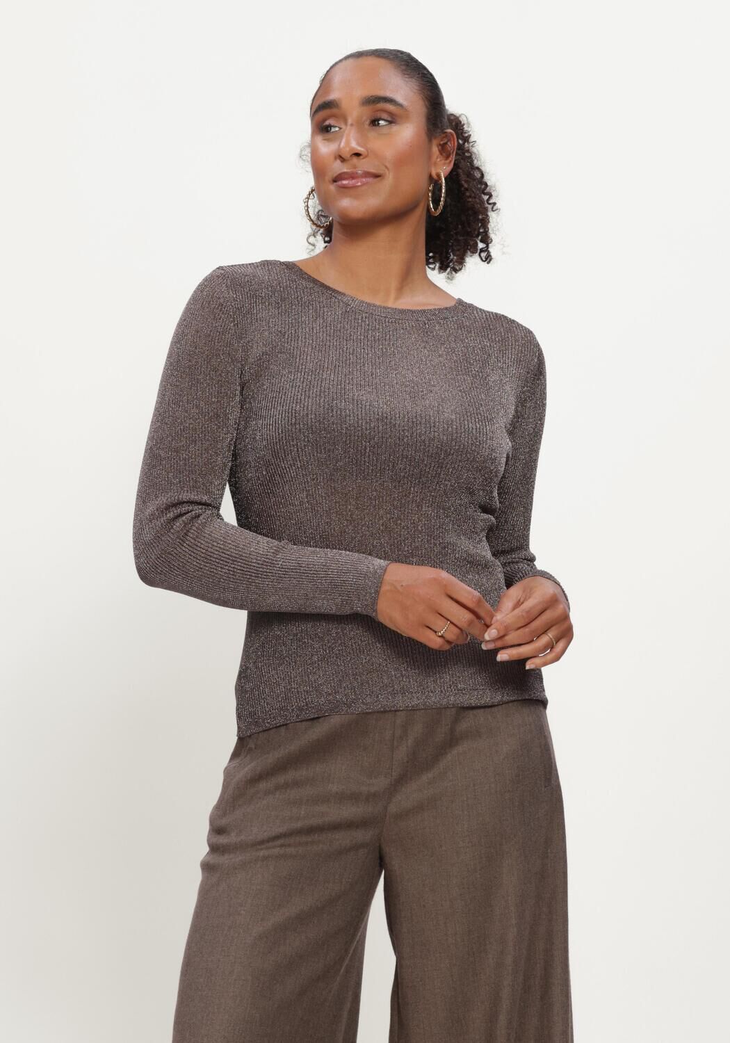 Grijze GESTUZ T-shirt SILVIGZ DEEP BACK BLOUSE - large