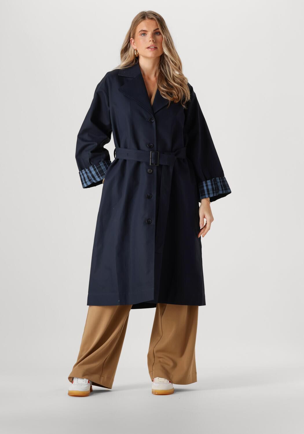 Moss copenhagen Blauwe Trenchcoat Jas Josefine Stijl Blue Dames