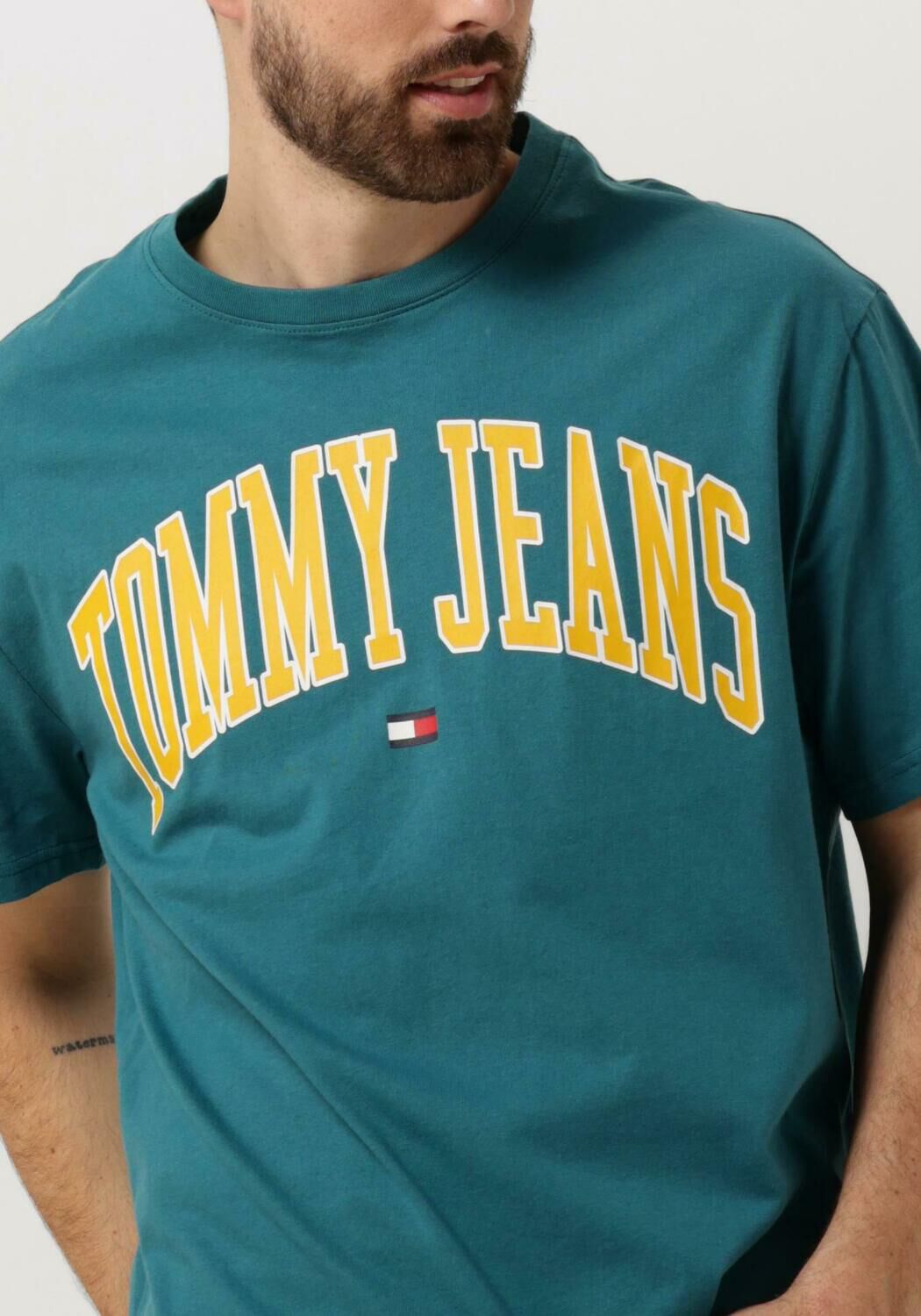 TOMMY JEANS Heren Polo's & T-shirts Tjm Reg Popcolor Varsity Tee Groen