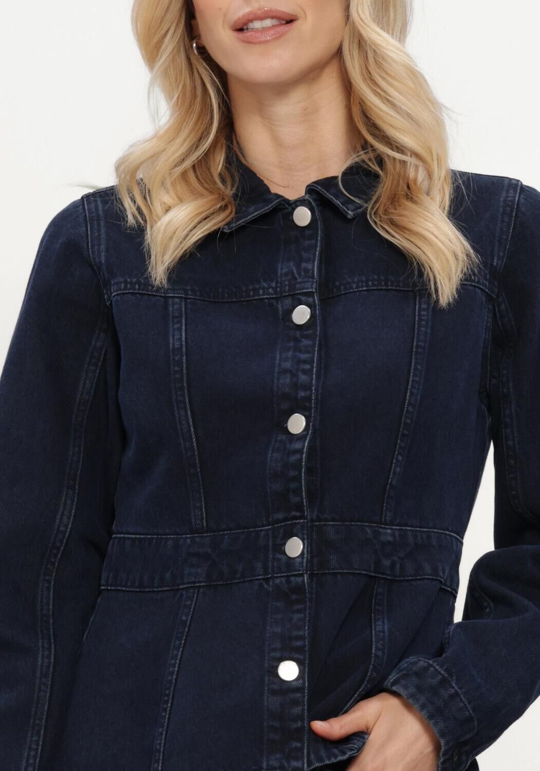 Donkerblauwe MSCH COPENHAGEN Spijkerjas MSCHEVI DENIM JACKET - large