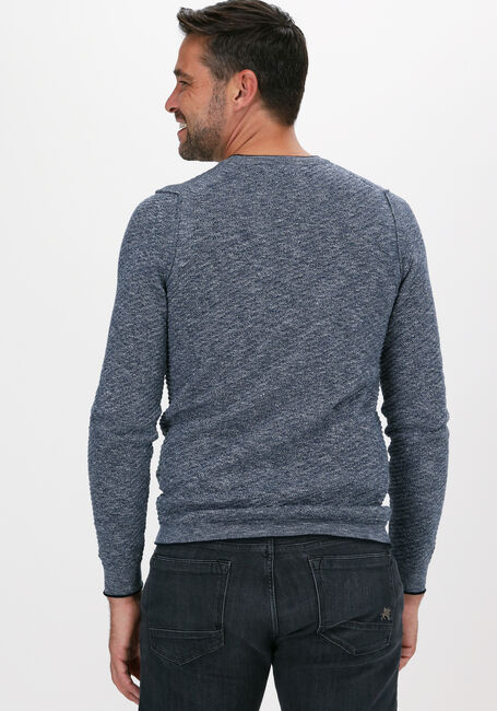 Blauwe CAST IRON Trui R-NECK SLIM FIT COTTON 3 TONE - large