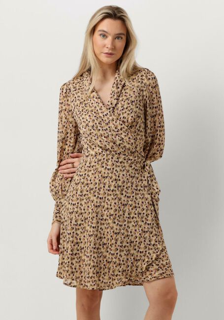 Beige NOTRE-V Mini jurk SHORT PRINTED WRAP DRESS - large