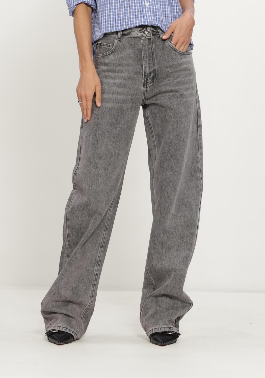 Grijze HAUTE L'AMITI&Eacute; Barrel jeans FLIP BARREL GREY TALL JEANS - large