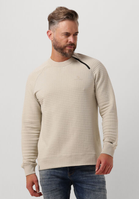Beige CAST IRON Trui LONG SLEEVE R-NECK JACQUARD WAFFLE COTTON BLEND - large