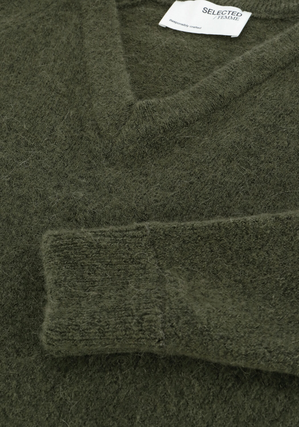 Groene SELECTED WOMEN Trui LULU LS KNIT V-NECK B - large