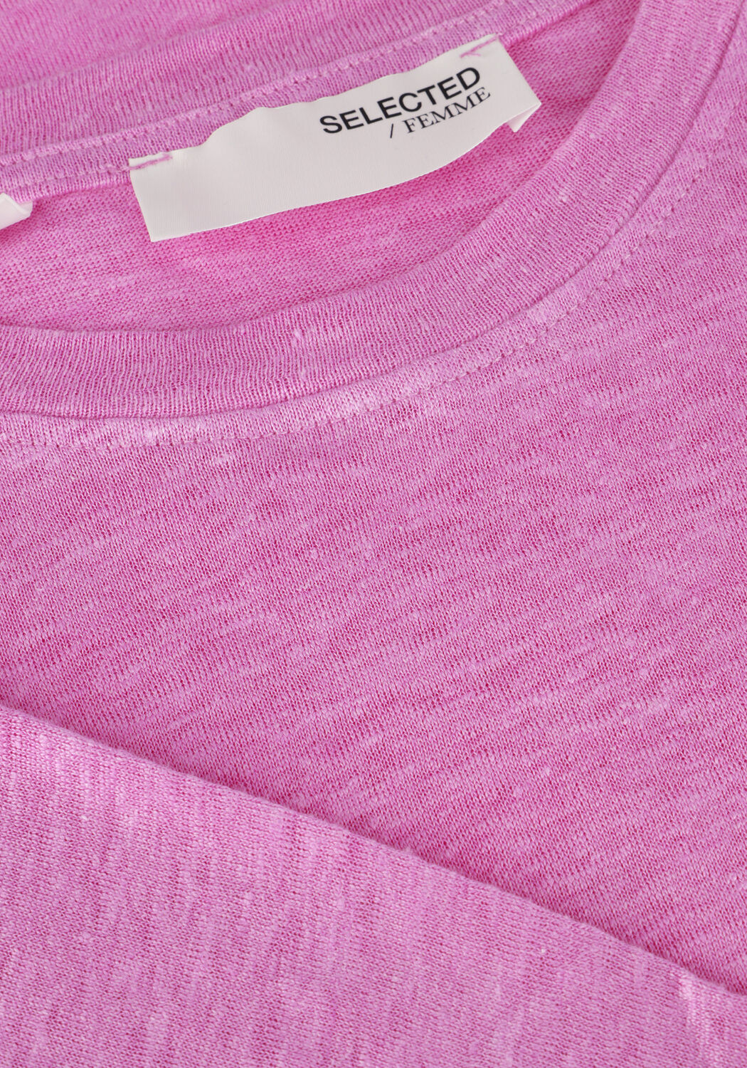Roze SELECTED WOMEN T-shirt SLFVILJA LINEN SS TEE - large