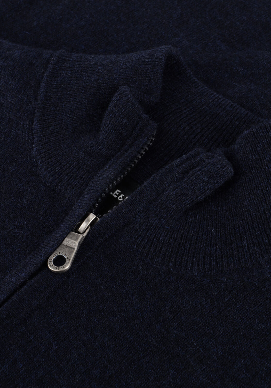 Donkerblauwe LYLE & SCOTT Trui LAMBSWOOL BLEND QUARTER ZIP JUMPER - large