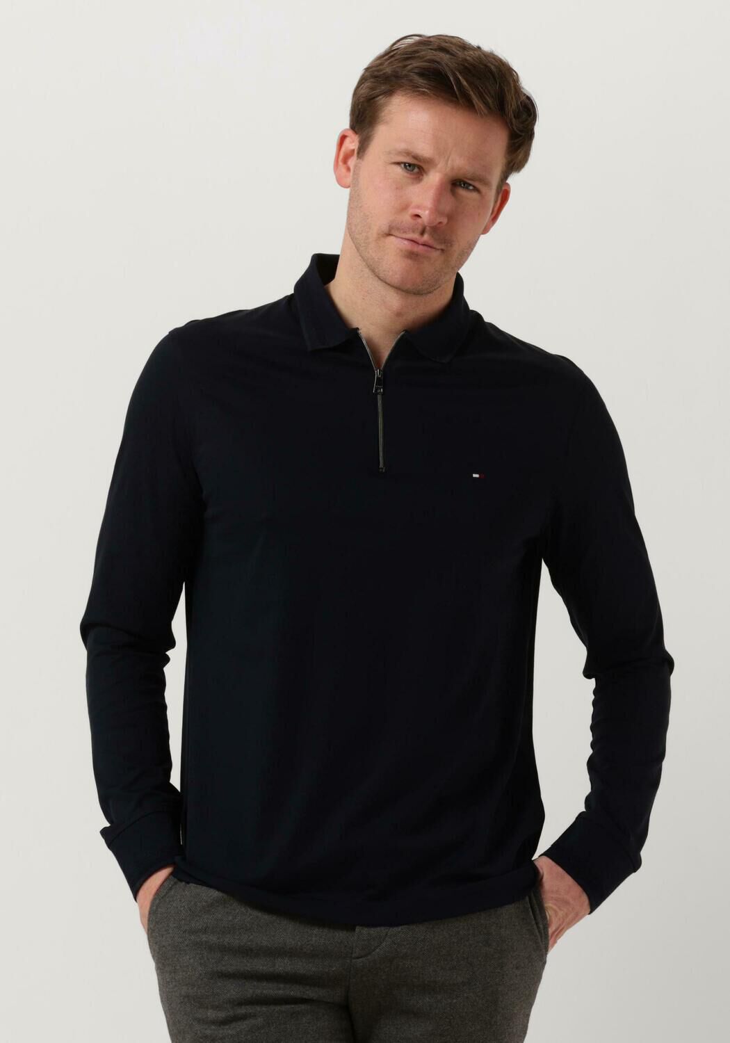 Donkerblauwe TOMMY HILFIGER Trui ZIP DRESS CASUAL SLIM LS POLO Omoda