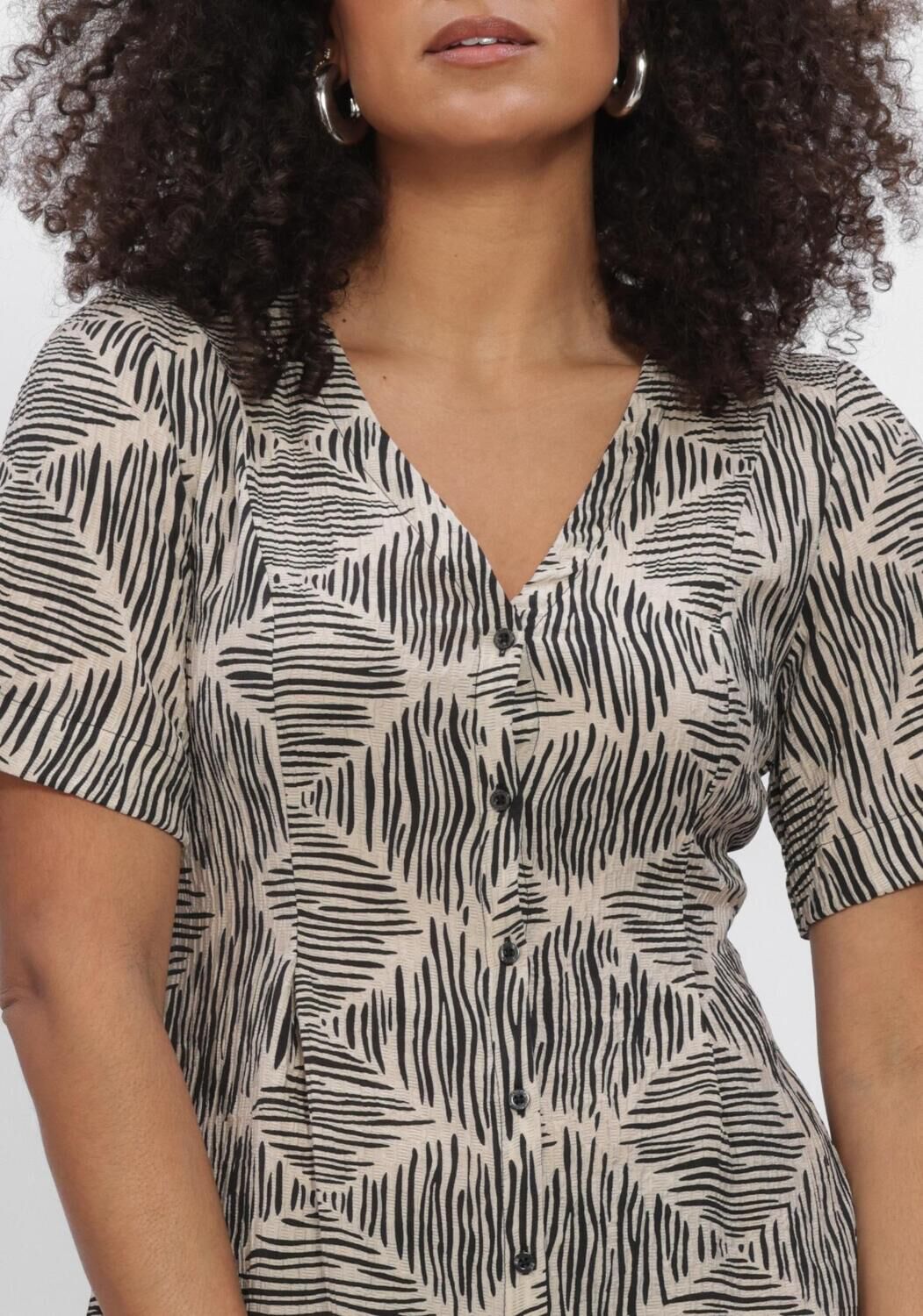 Beige OBJECT Mini jurk OBJNAJA S/S V-NECKSHORT DRESS - large