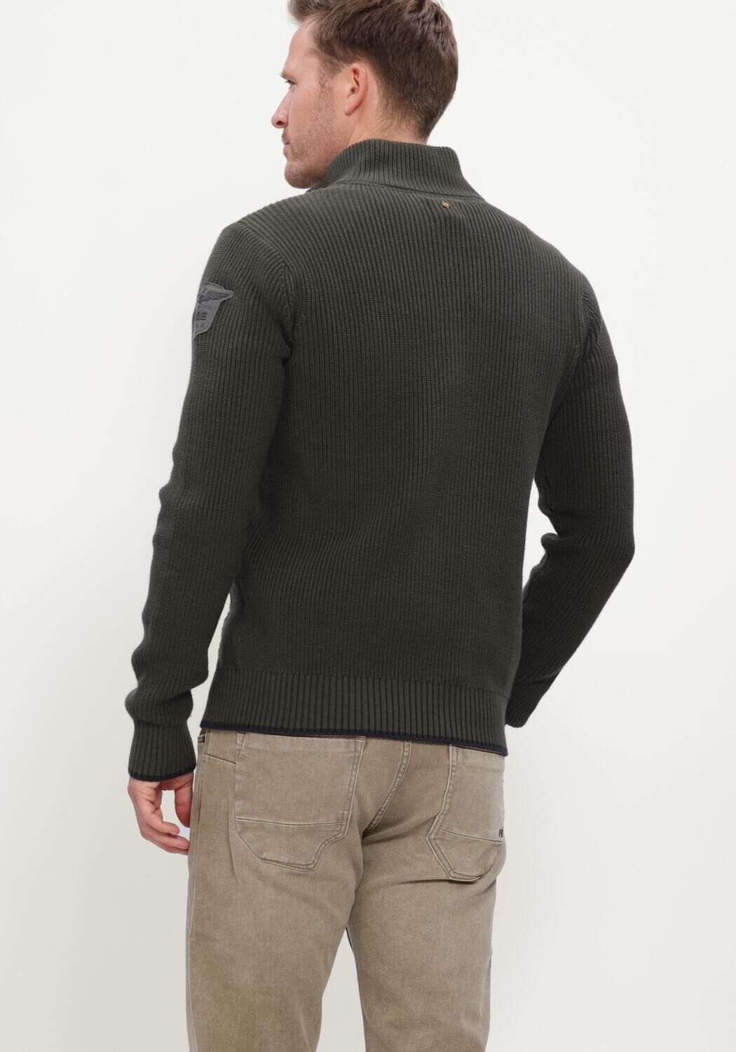 Donkergroene PME LEGEND Trui HALF ZIP COLLAR COTTON - large
