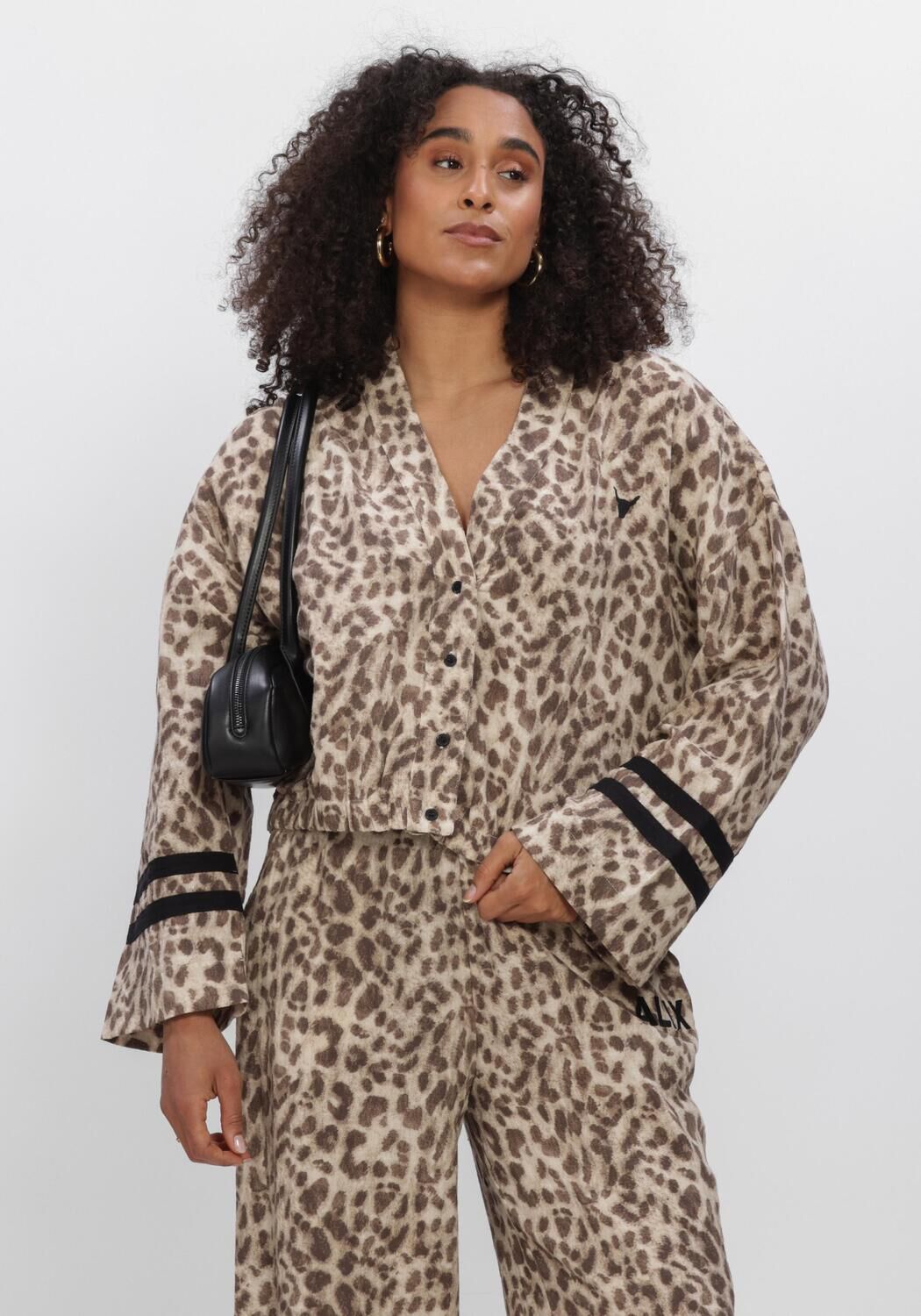 Bruine ALIX THE LABEL Jack LADIES WOVEN SPORTY ANIMAL JACKET - large