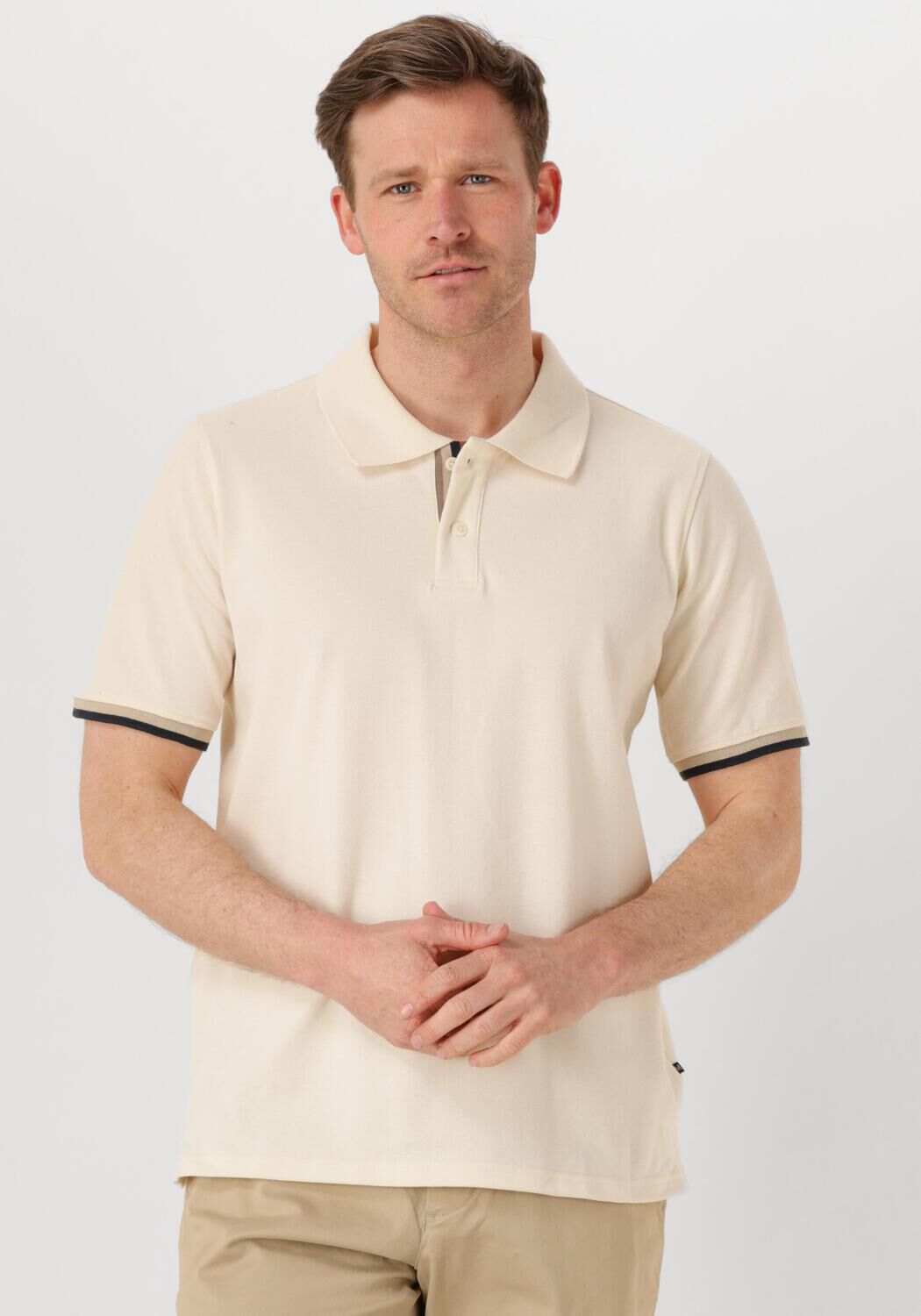 MATINIQUE Heren Polo's & T-shirts Mascout Polo Stripe Beige