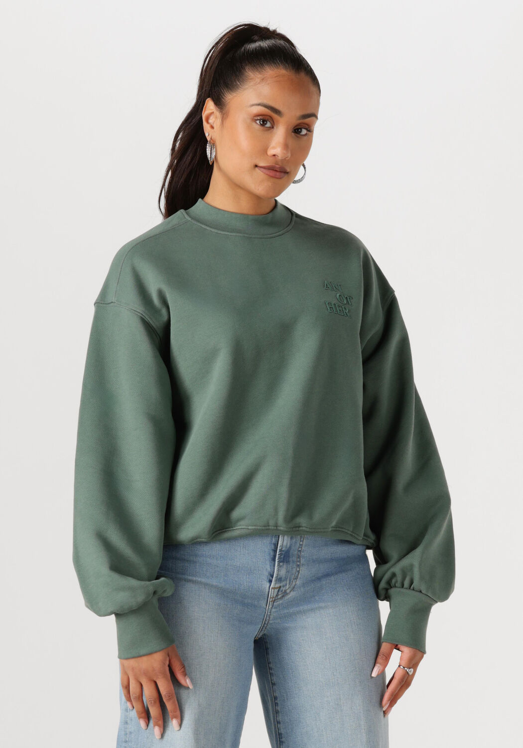 Groene ANOTHER LABEL Sweater JAXY SWEAT L/S - large