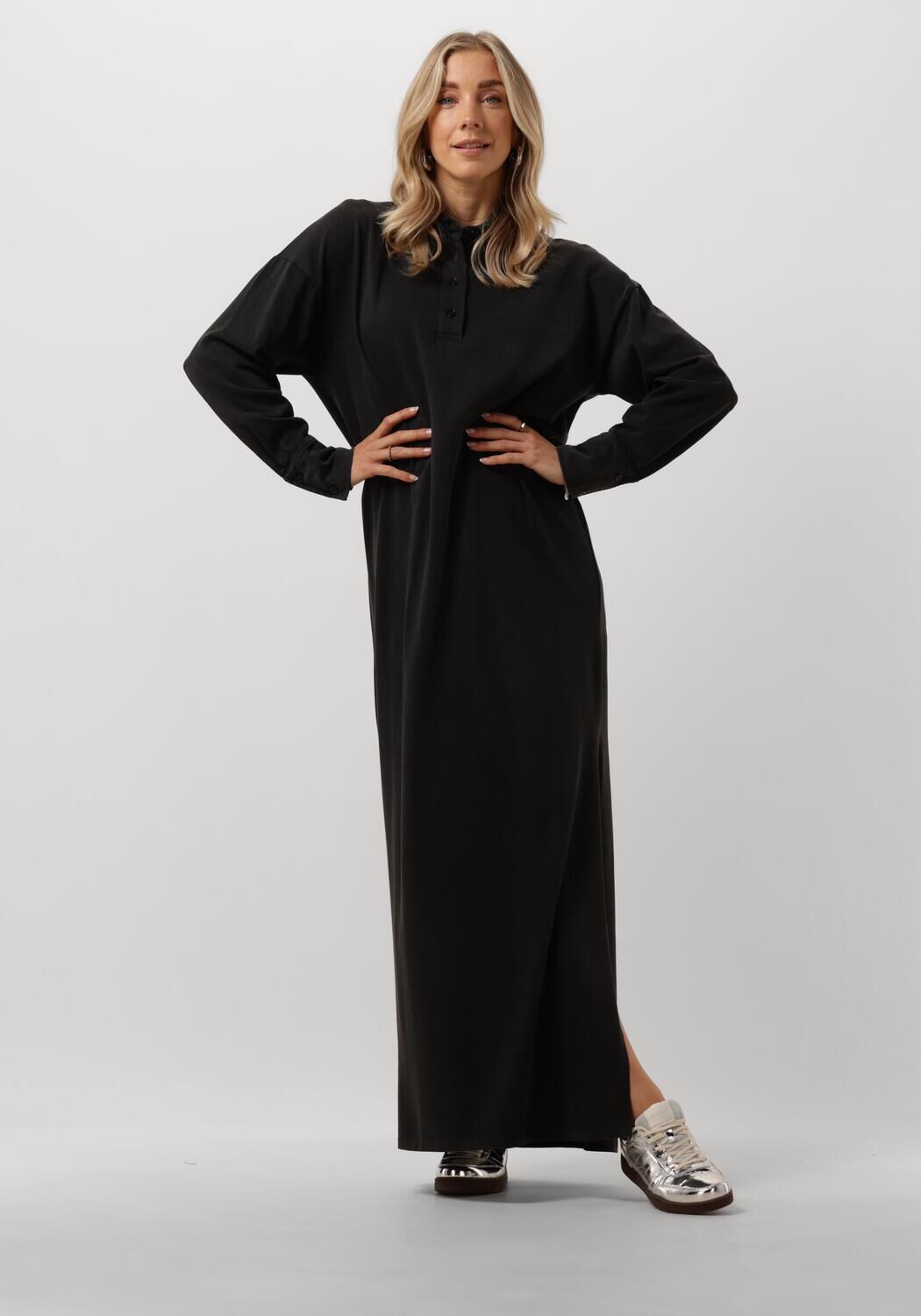 ALIX THE LABEL Dames Jurken Ladies Knitted Maxi Polo Dress Grijs