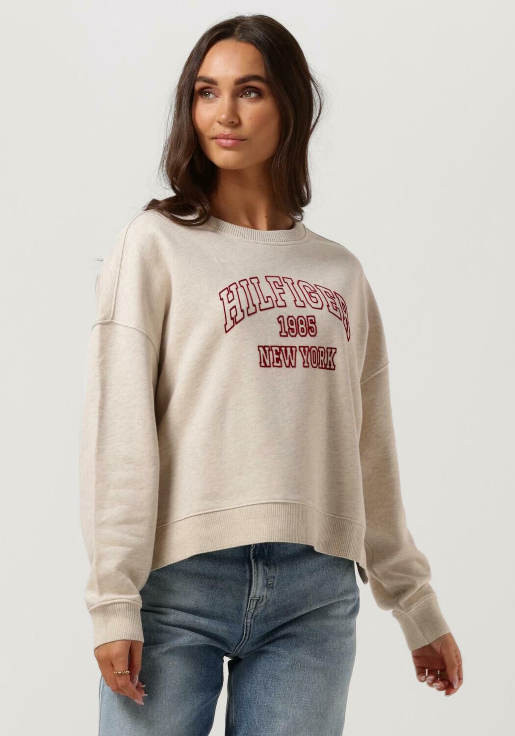beige tommy hilfiger trui rlx varsity open nk sweatshirt