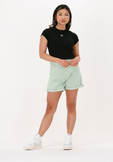 Zwarte CALVIN KLEIN T-shirt CK RIB CROPPED SLIM TEE - large