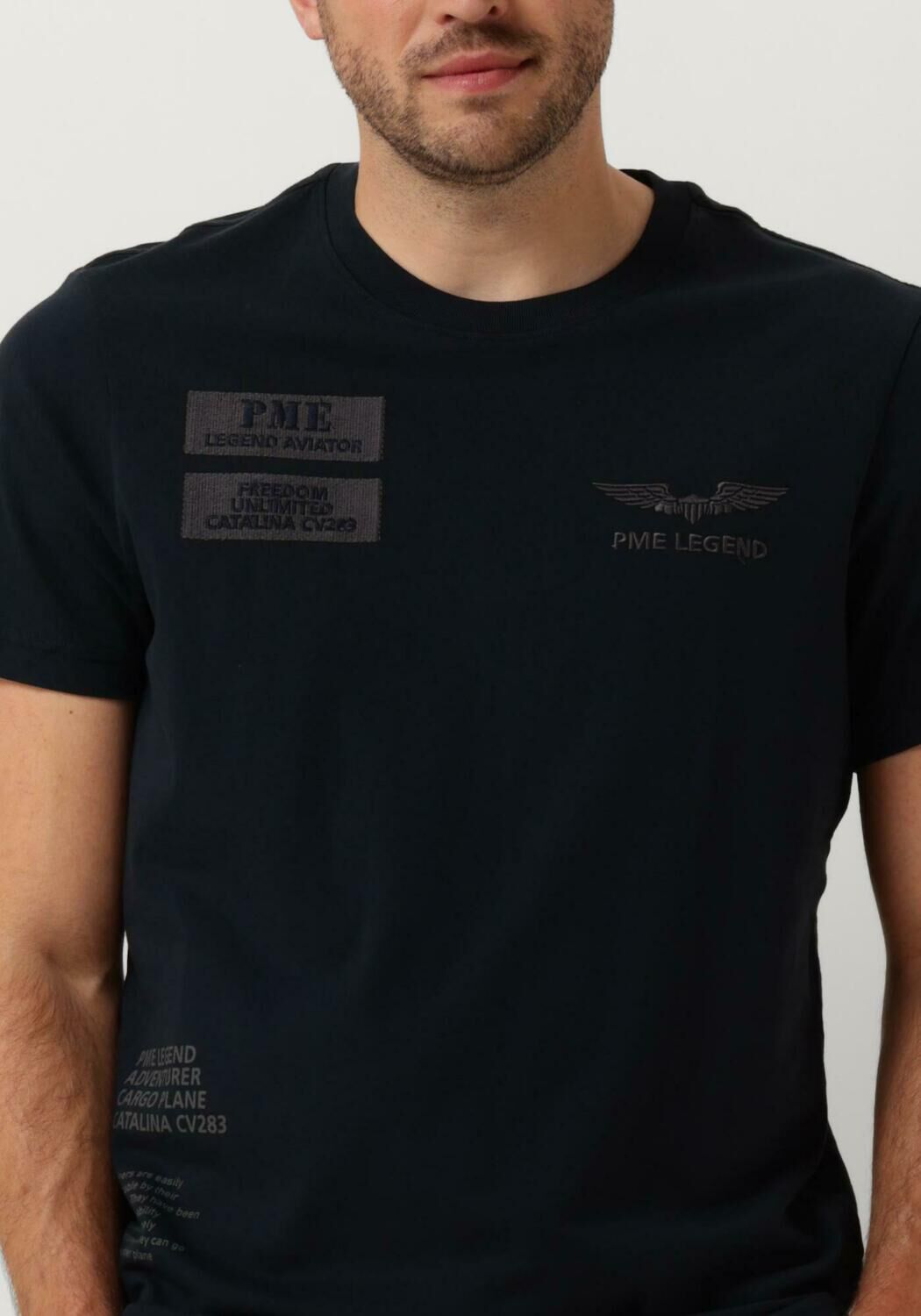 PME LEGEND Heren Polo's & T-shirts Short Sleeve R-neck Single Jersey Blauw