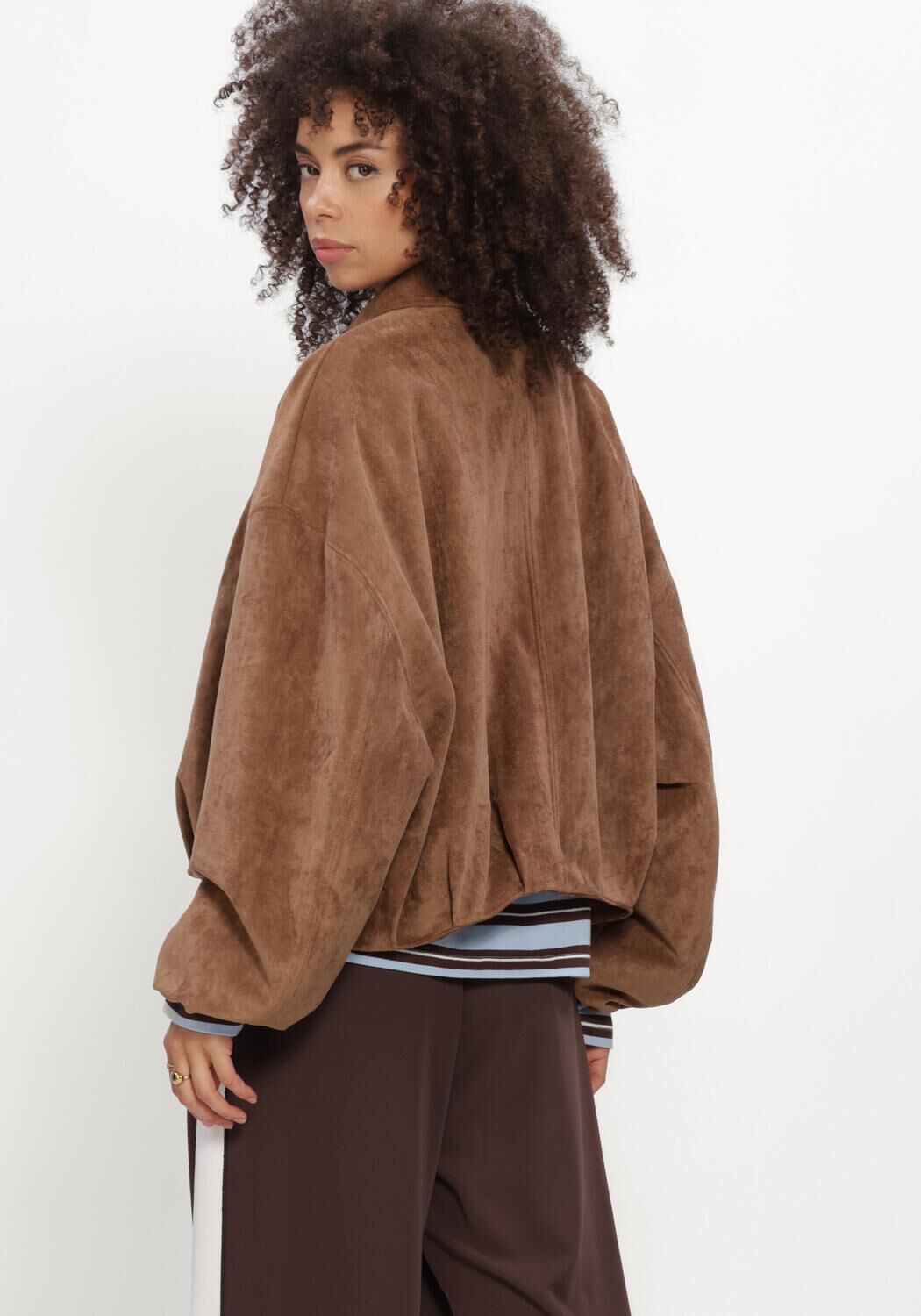 Bruine CATWALK JUNKIE Jack FAUX SUEDE JACKET - large
