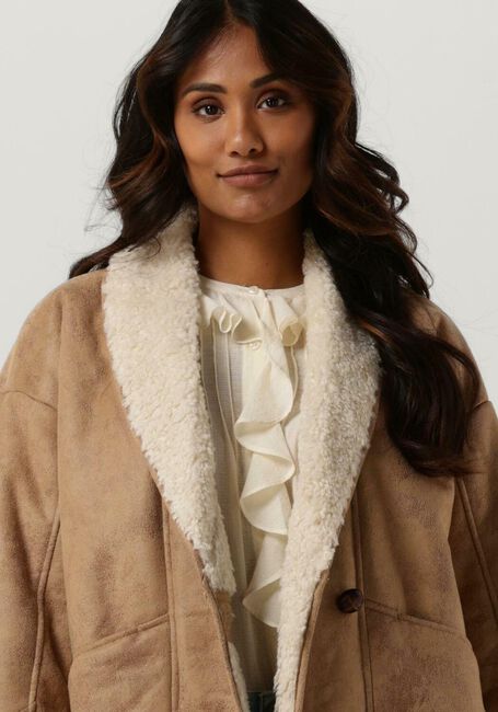 Camel SCOTCH & SODA Leren jas FAUX SHEARLING JACKET WITH SHAWL COLLAR - large