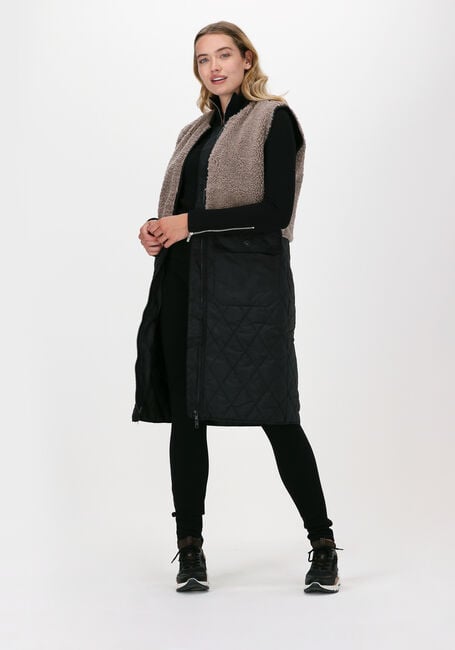 Zwarte CO'COUTURE Bodywarmer ALLEY FUR MIX VEST - large