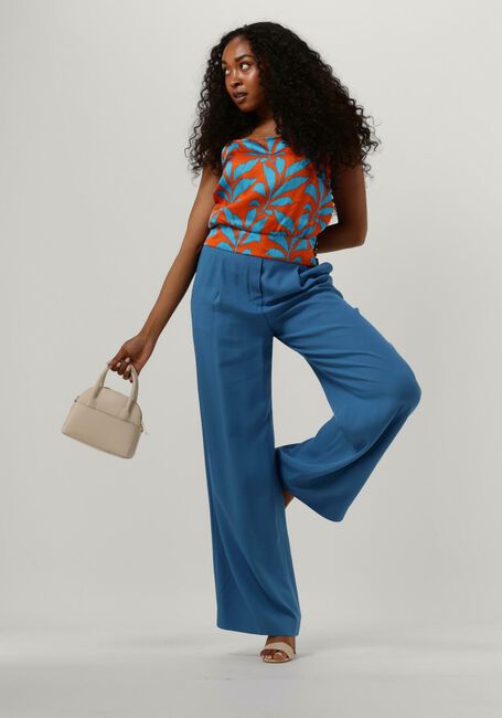 Blauwe VANILIA Pantalon CREPE TAILORED WIDE PANT - large