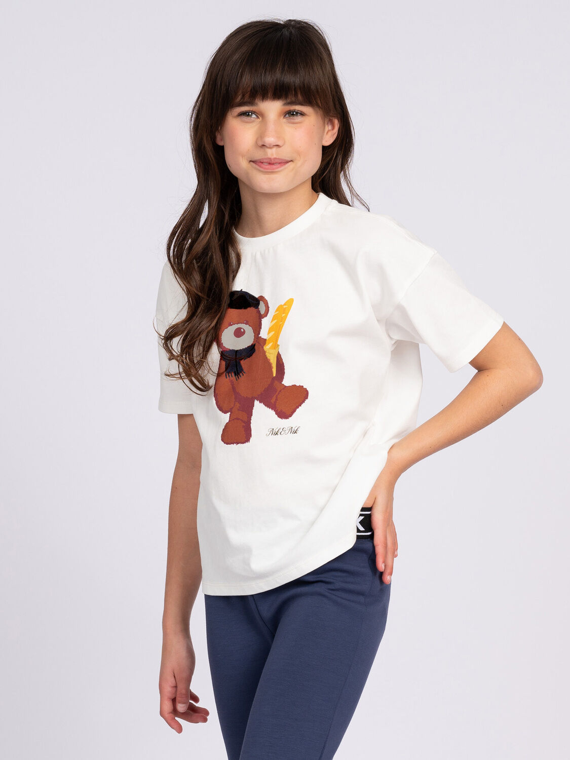 NIK & NIK Meisjes Tops & T-shirts Bear T-shirt Wit